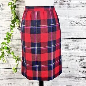 Haberdashery Collection Skirt Vintage size 18/size 12 Red Black Wool Plaid USA